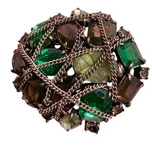Stella & Dot After The Rain Emerald Green Topaz Chain Wrapped Brooch Pendant